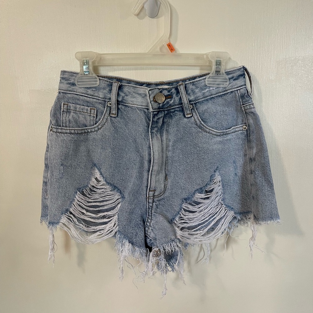 Pacsun high rise distressed denim shorts